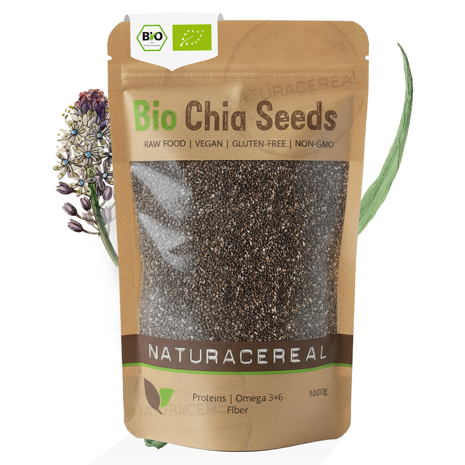 Bio Chia Samen 1kg Monatsvorrat von Naturacereal in zertifizierter Bio-Qualität
