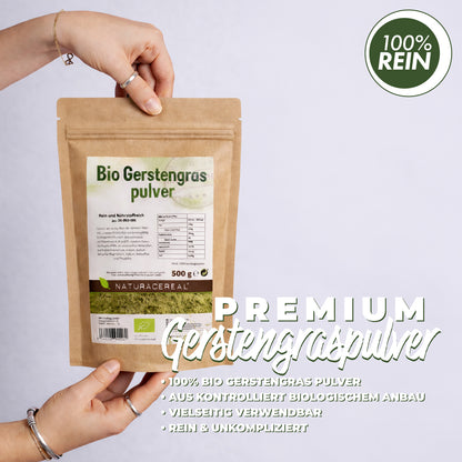 Bio Gerstengraspulver – feines grünes Pflanzenpulver in Bio-Qualität