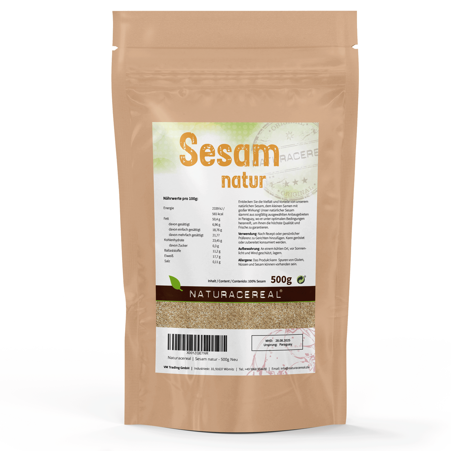 Naturacereal Sesam natur 500g – naturbelassene weiße Sesamkörner